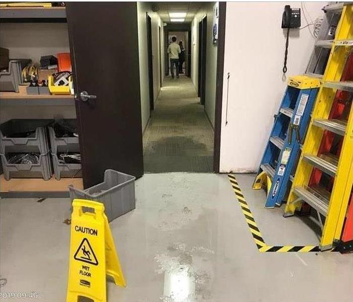 Water Damage in the storage room of a Commercial Building